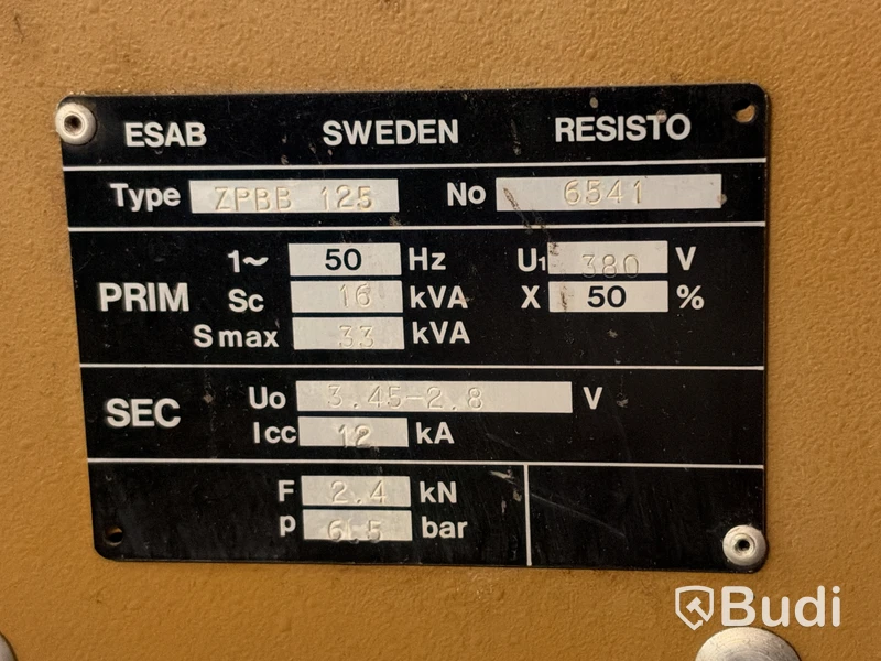 Punktsvets ESAB ZPBB 125, 12 kA