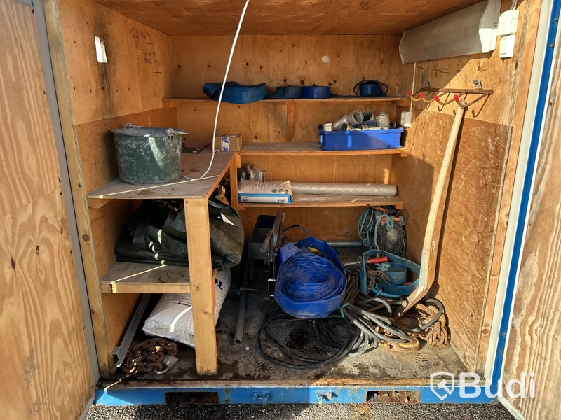 Storage container with shelves and lighting
