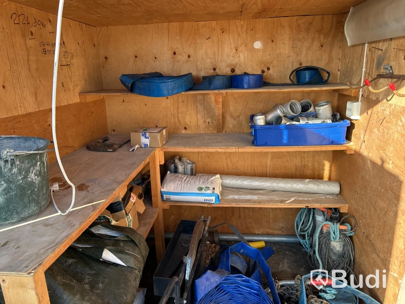 Storage container with shelves and lighting