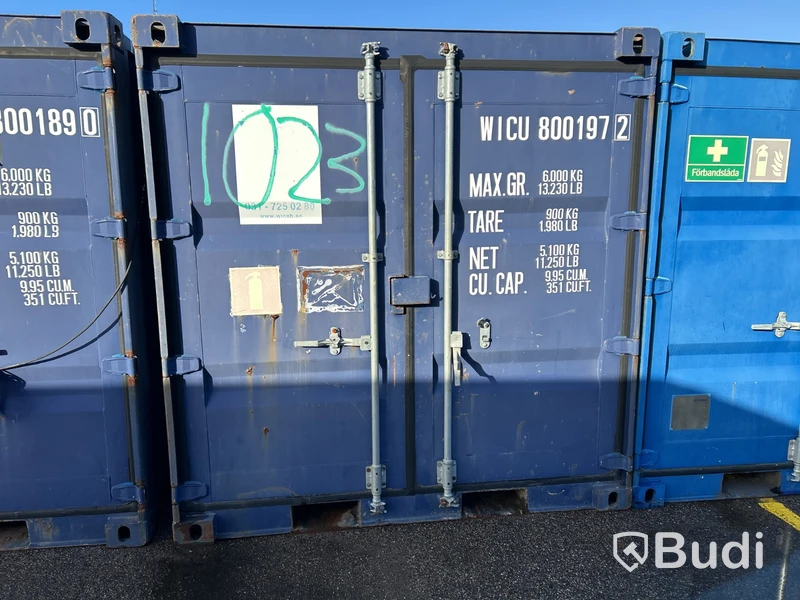 8 ft storage container with shelves and electrical installation