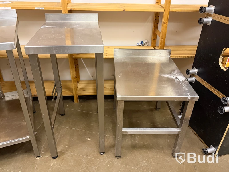 Stainless steel worktables, 3 pcs