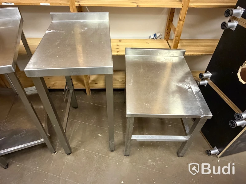 Stainless steel worktables, 3 pcs
