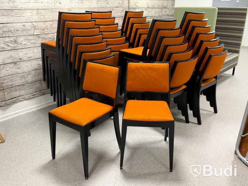 40 st stolar, orange tygklädsel, stapelbara