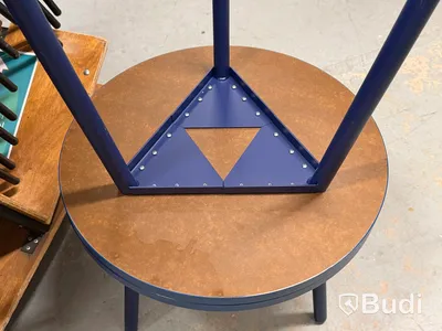 Two round coffee tables, blue