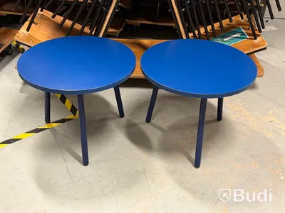 Two round coffee tables, blue