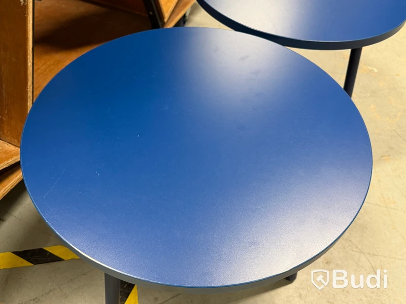 Two round coffee tables, blue