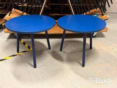 Two round coffee tables, blue