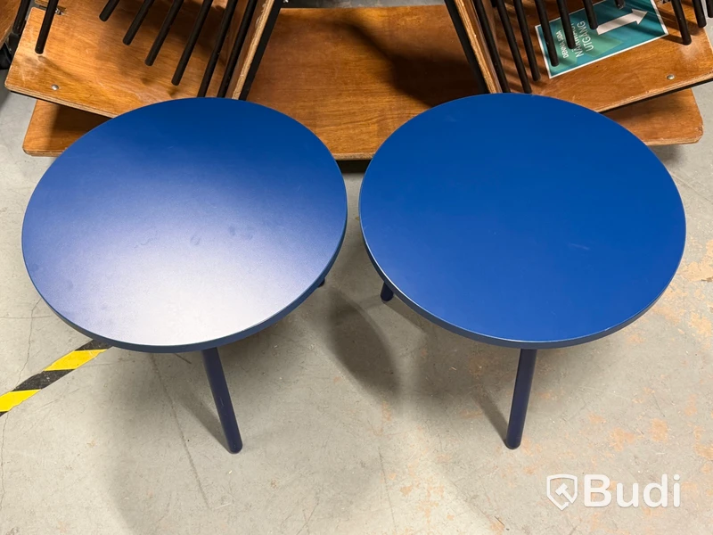 Two round coffee tables, blue