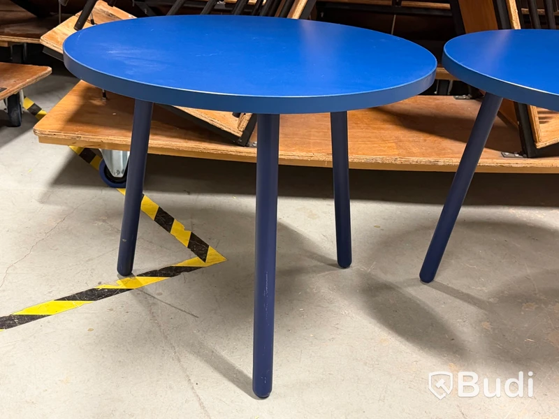 Two round coffee tables, blue