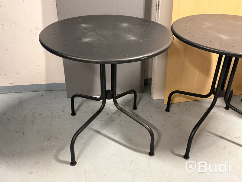 5 st runda cafébord, svart metall