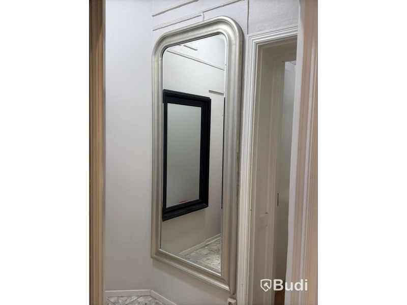 Mirror with silver-colored frame, 196 x 91 cm