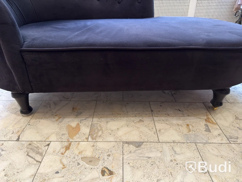 Sofa, blue, asymmetrical backrest