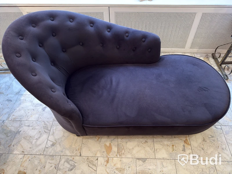 Sofa, blue, asymmetrical backrest