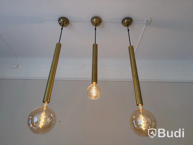 3 Ceiling Lamps, Brass-Coloured
