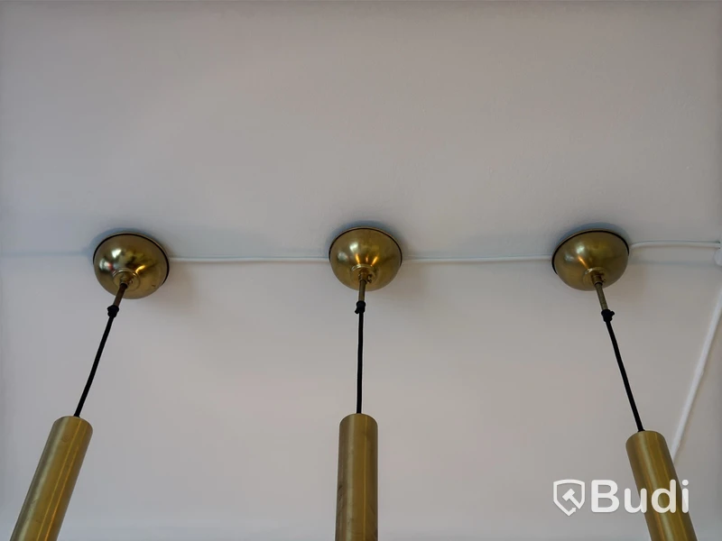 3 Ceiling Lamps, Brass-Coloured