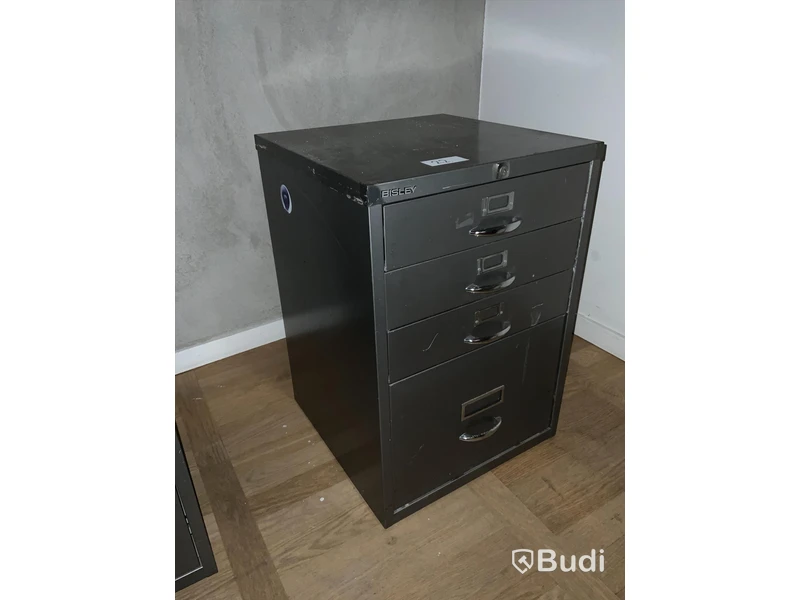 Plåt hutch Bisley. 4 lådor