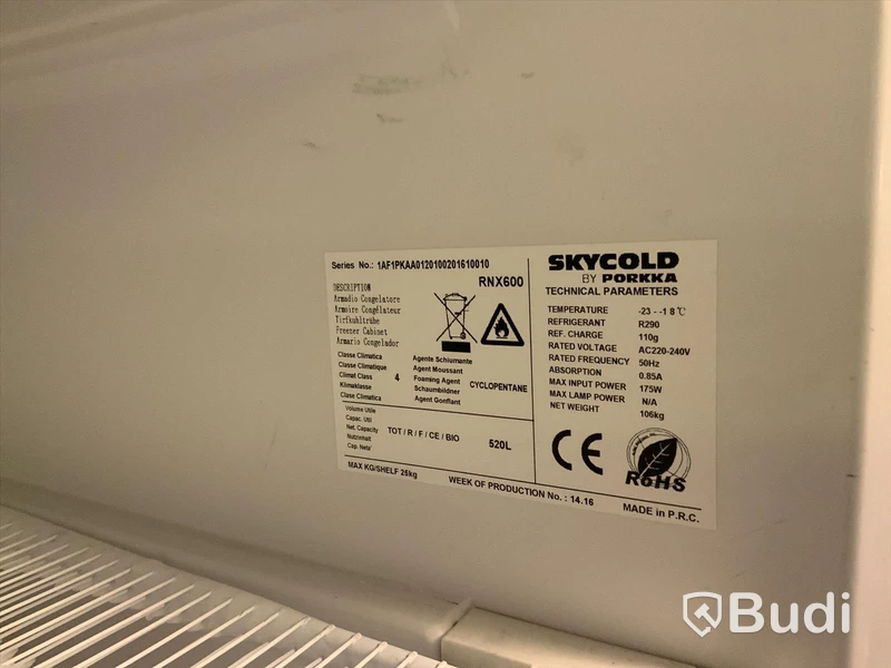 Frys Skycold by Porkka, 520 liter,  Bredd 77cm, Djup 70 cm, höjd 202