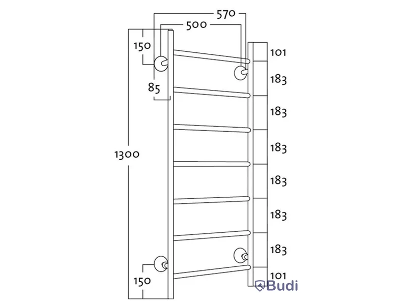 Handdukstork REJ Design Tango BTH 50130 Krom - Vatten