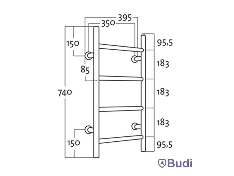 Handdukstork REJ Design Tango EH 35744 Krom Höger - Elektrisk