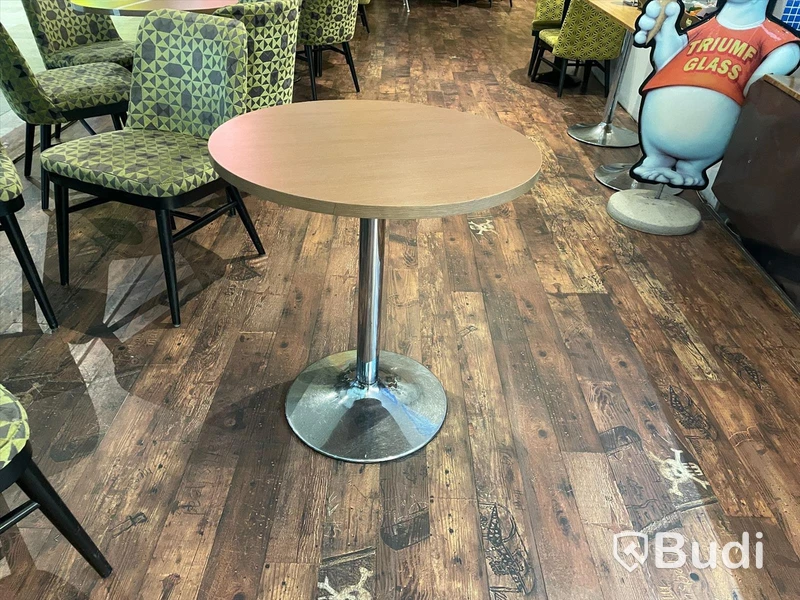 5st Cafebord med chromade ben, Diameter ca 70 cm