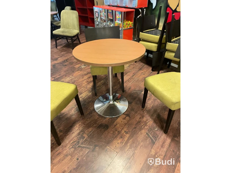 8st cafebord med chromad fot diameter ca 70 cm