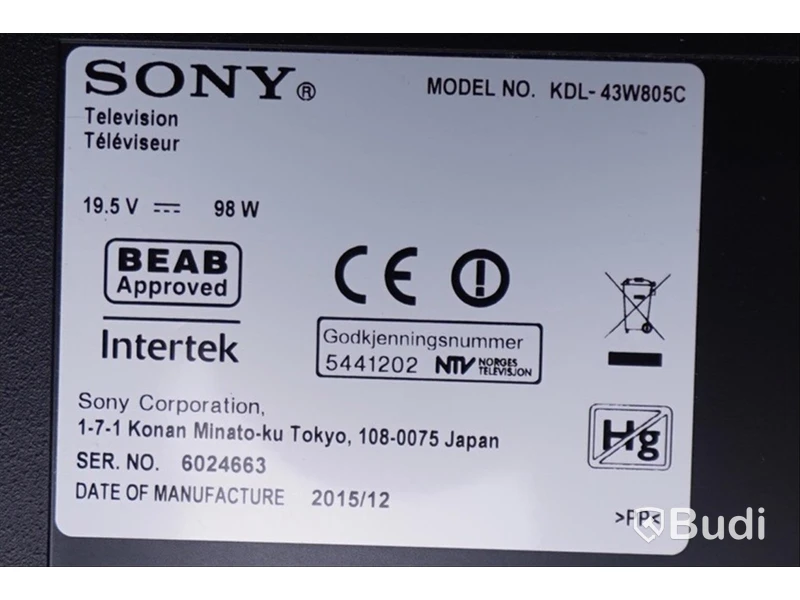 TV 43” SONY KDL-43W805C