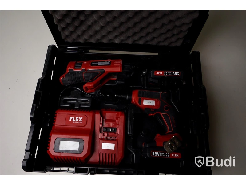 Gipsskruvdragare FLEX DW45 med skruvmagasin M-DW55, två batterier och laddare