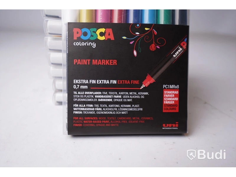 10 paket Posca paint markers PC3M standardfärger. Ord pris ca 3000 SEK