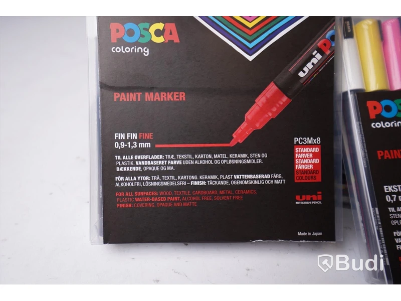 6 paket Posca paint markers PC3M standardfärger. Ord pris ca 3000 SEK