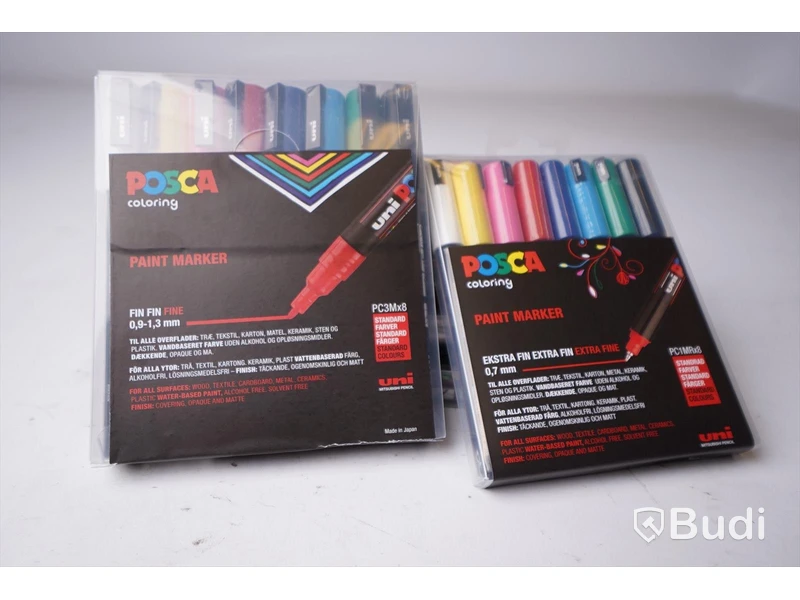 6 paket Posca paint markers PC3M standardfärger. Ord pris ca 3000 SEK