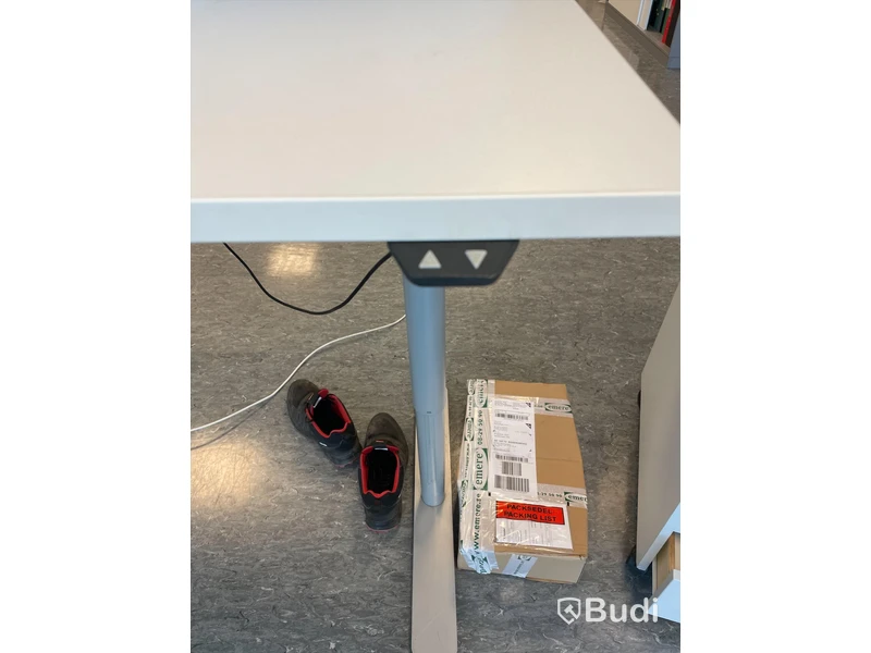 Höj- och sänkbart skrivbord med avskiljare
