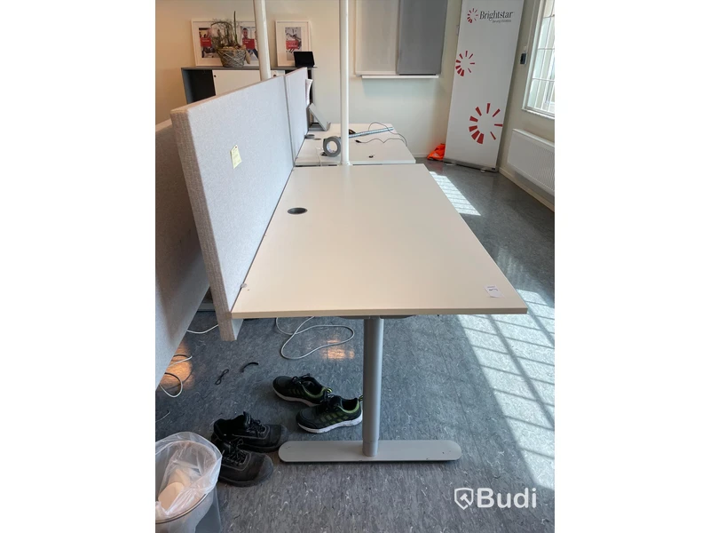 Höj- och sänkbart skrivbord med avskiljare