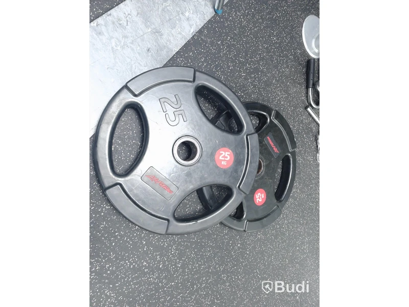 Lite fitness 2st skivstångsvikter 25 kg gummiklädda