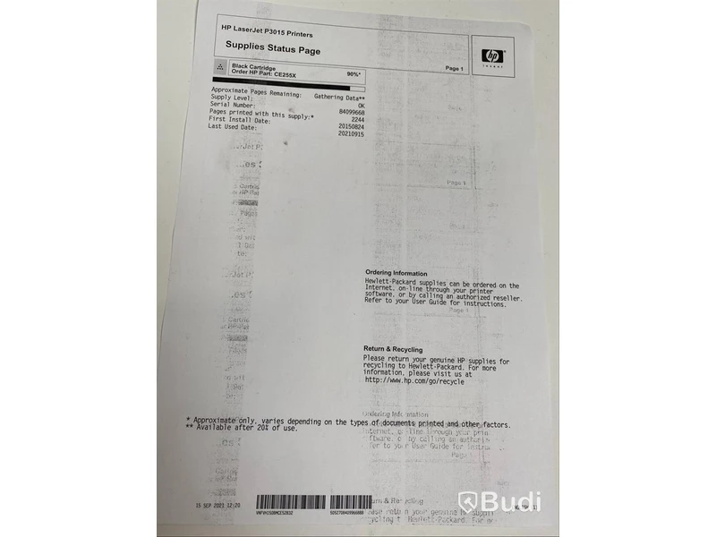 HP LaserJet P3015, funktionstestad
