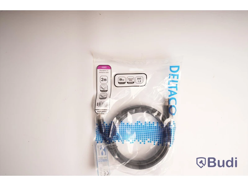 Displayport 1.4, 2m, 15st. Deltaco. Ny, Obruten förpackning.