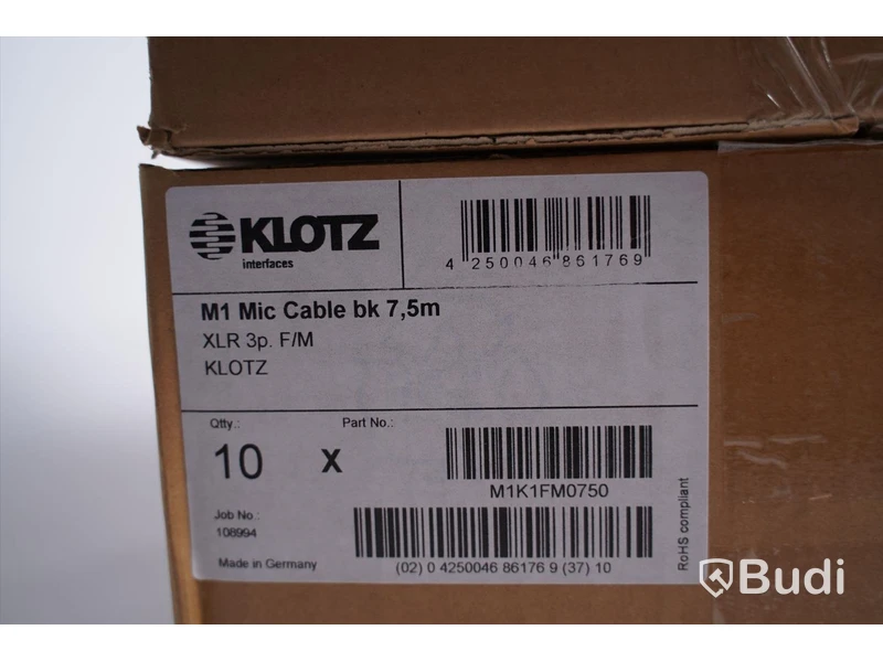 Mikrofonkabel 7,5m 27st, Klotz M1 Mic Cable bk. Ny, Obruten förpackning.