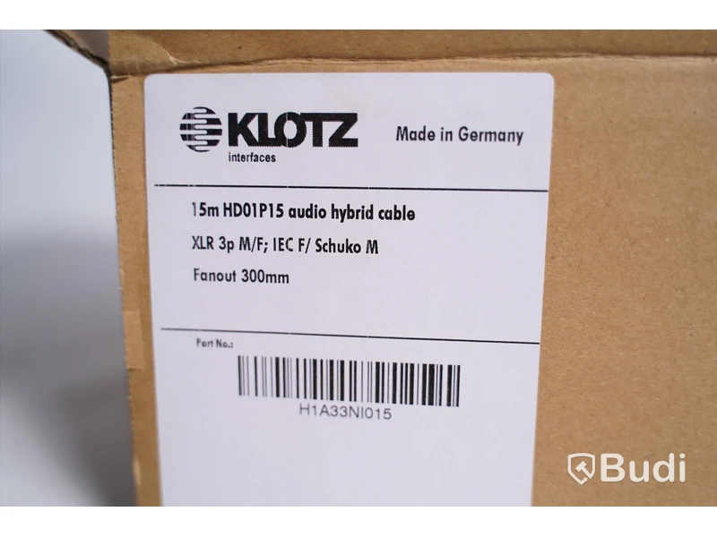 Hybridkabel 15m 2st, Klotz HD01P15. Ny, Obruten förpackning.