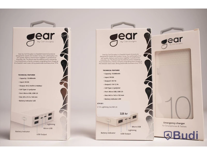 Power bank 3st, 2st Ear Emergency Charger Capacity 10.000mAh och 1st med Capacity 15.000mAh. Ny, Obruten förpackning.
