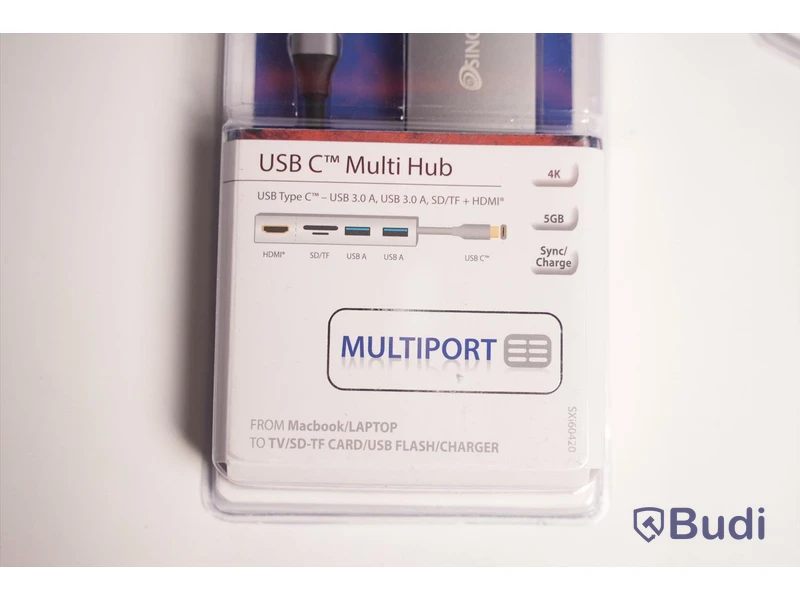 Multiadapter 2st USB-C, Sinox USB C Multi Hub. Ny, Obruten förpackning.