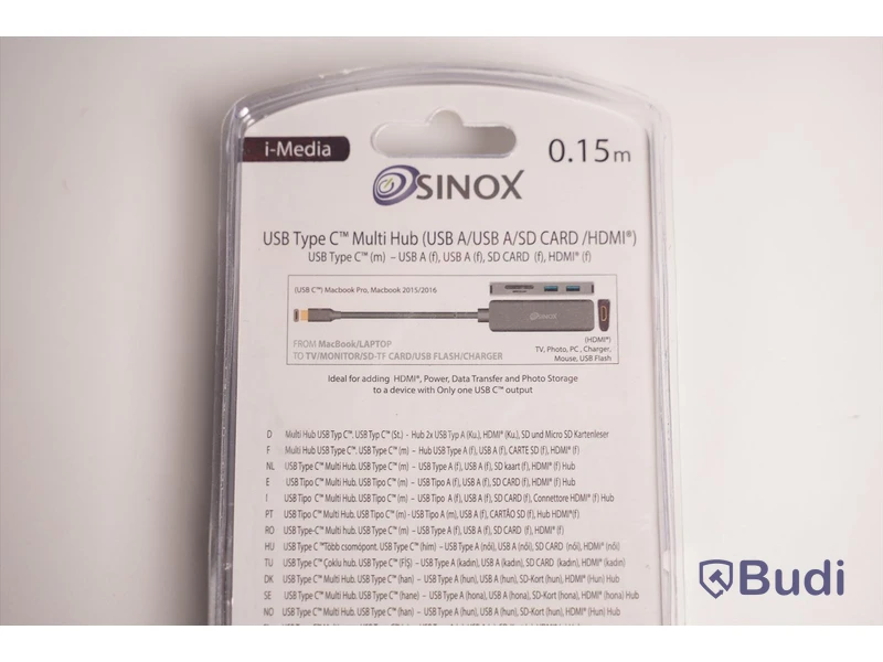 Multiadapter 2st USB-C, Sinox USB C Multi Hub. Ny, Obruten förpackning.