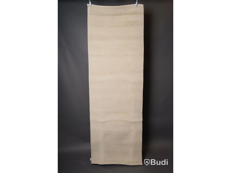 Handvävd matta i ull i hög kvalité, Vit, 80x250cm