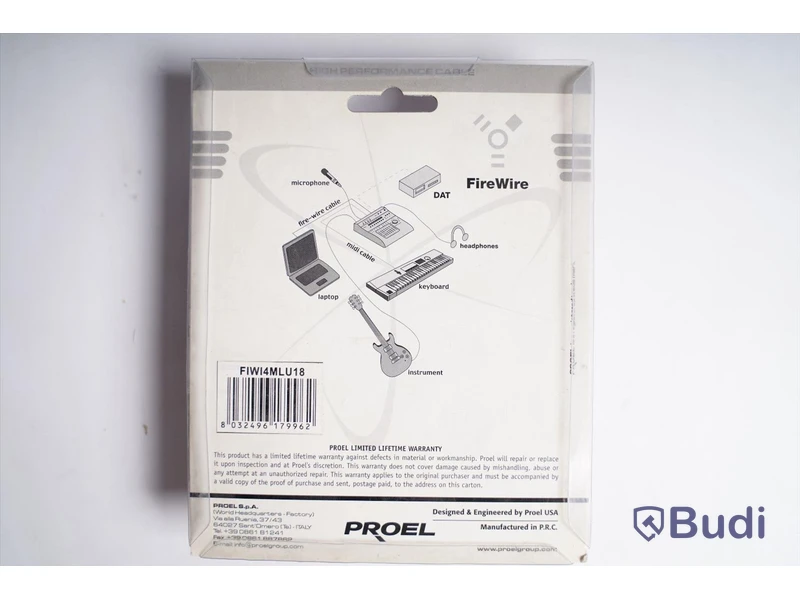 Diverse kablar, Proel Optical Digital Cable 5st, Proel Firewire 2st, Proel USB Cable 3st. Ny, Obruten förpackning.