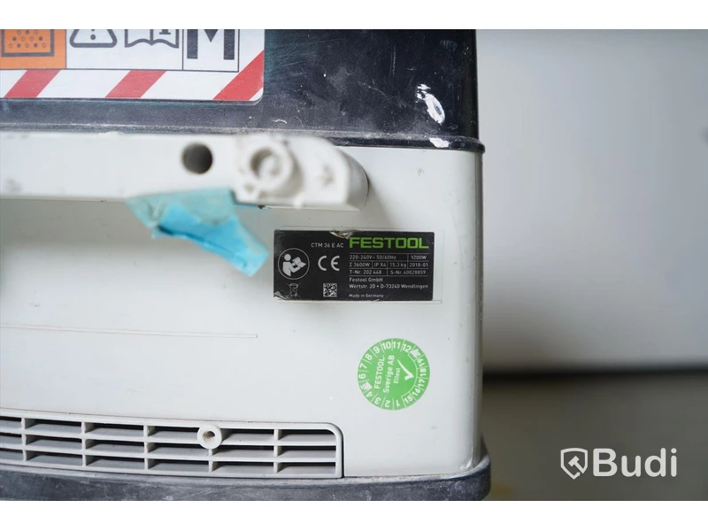 Dammsugare, Festool CTM 36 E AC med tillhörande munstycken. Ej funktionstestad.