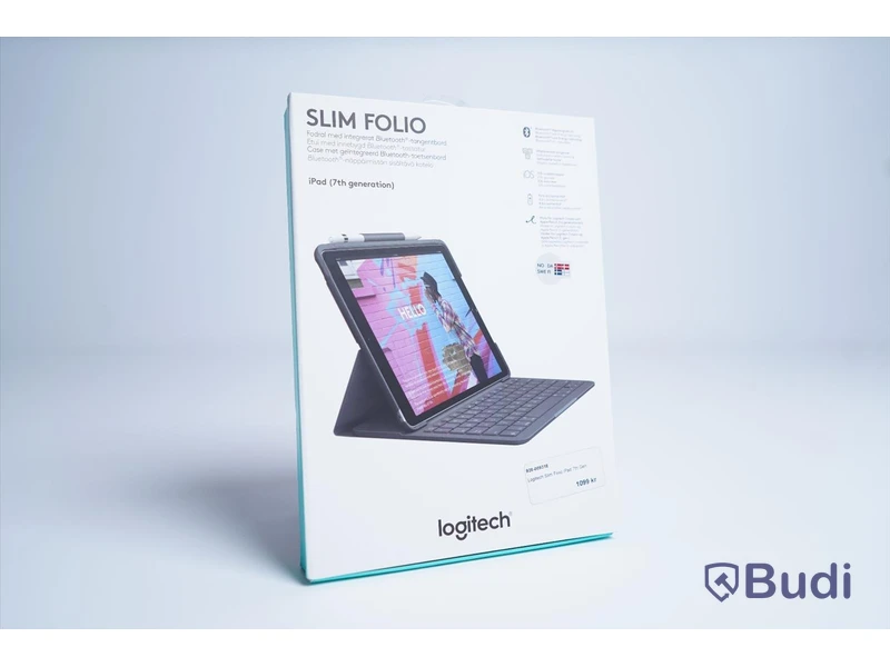 iPad skydd/tangentbord, Logitech Slim Folio (7:e generationen). Svart. Ny.