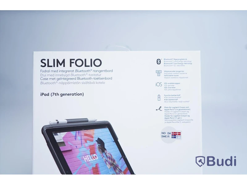iPad skydd/tangentbord, Logitech Slim Folio (7:e generationen). Svart. Ny.