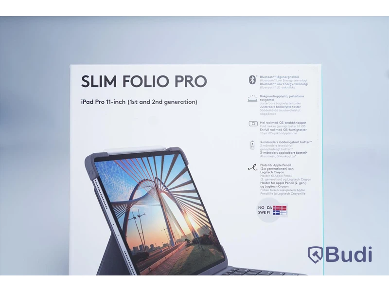 iPad Pro skydd/tangentbord, Logitech Slim Folio Pro (1:a och 2:a generationen). Svart. Ny.
