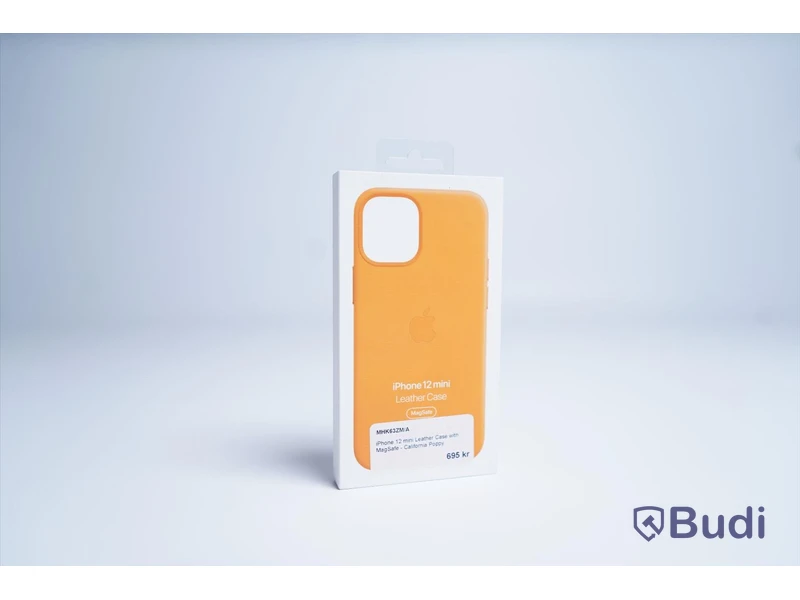 Mobilskal, Apple iPhone 12 mini Leather Case. Orange. Ny.