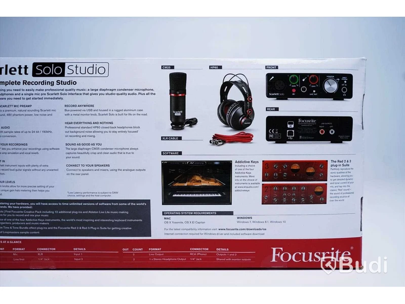 Inspelningskit - Scarlett Solo Studio (2nd Gen), Focusrite. Ny, Obruten förpackning.