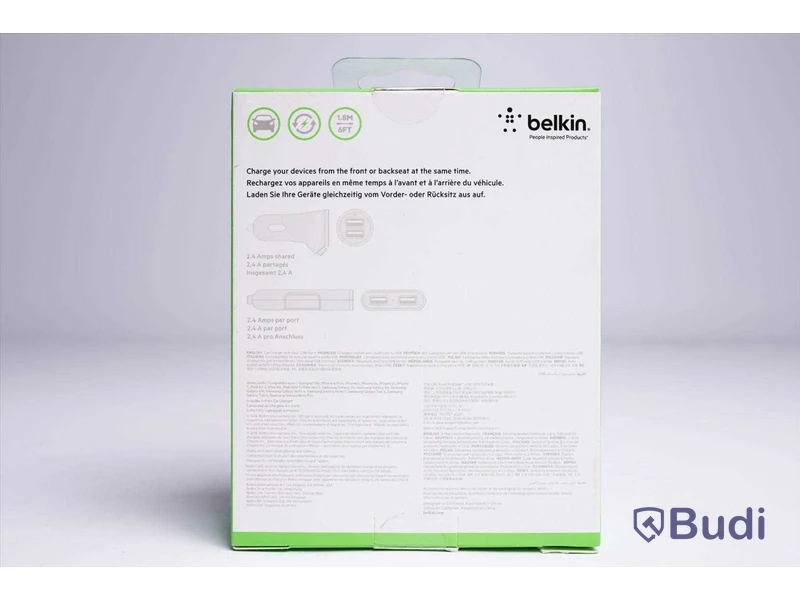 Mobilladdare bil - 2 st, 4-port passenger car charger, Belkin. Ny, Obruten förpackning.