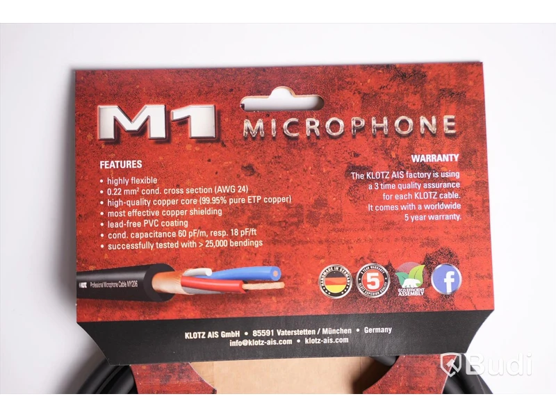 XLR-hane till tele 10st, Klotz M1 Microphone 3m. Ny, Obruten förpackning.